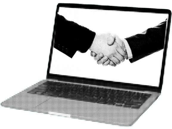 Laptop showing handshake